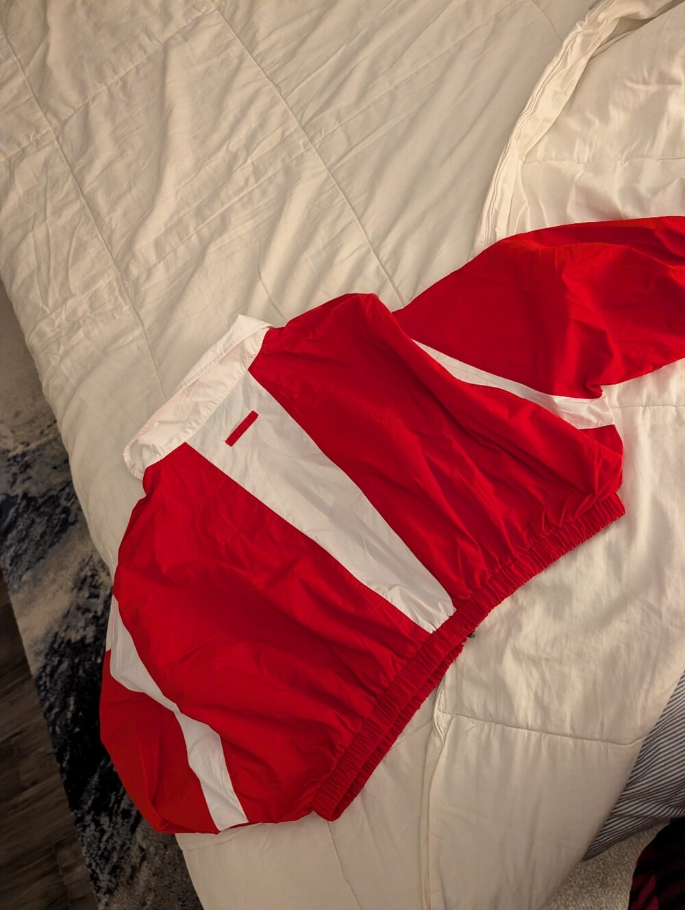 Anthropologie Red and White Colorblock Bomber Jacket - Picture 5 of 8